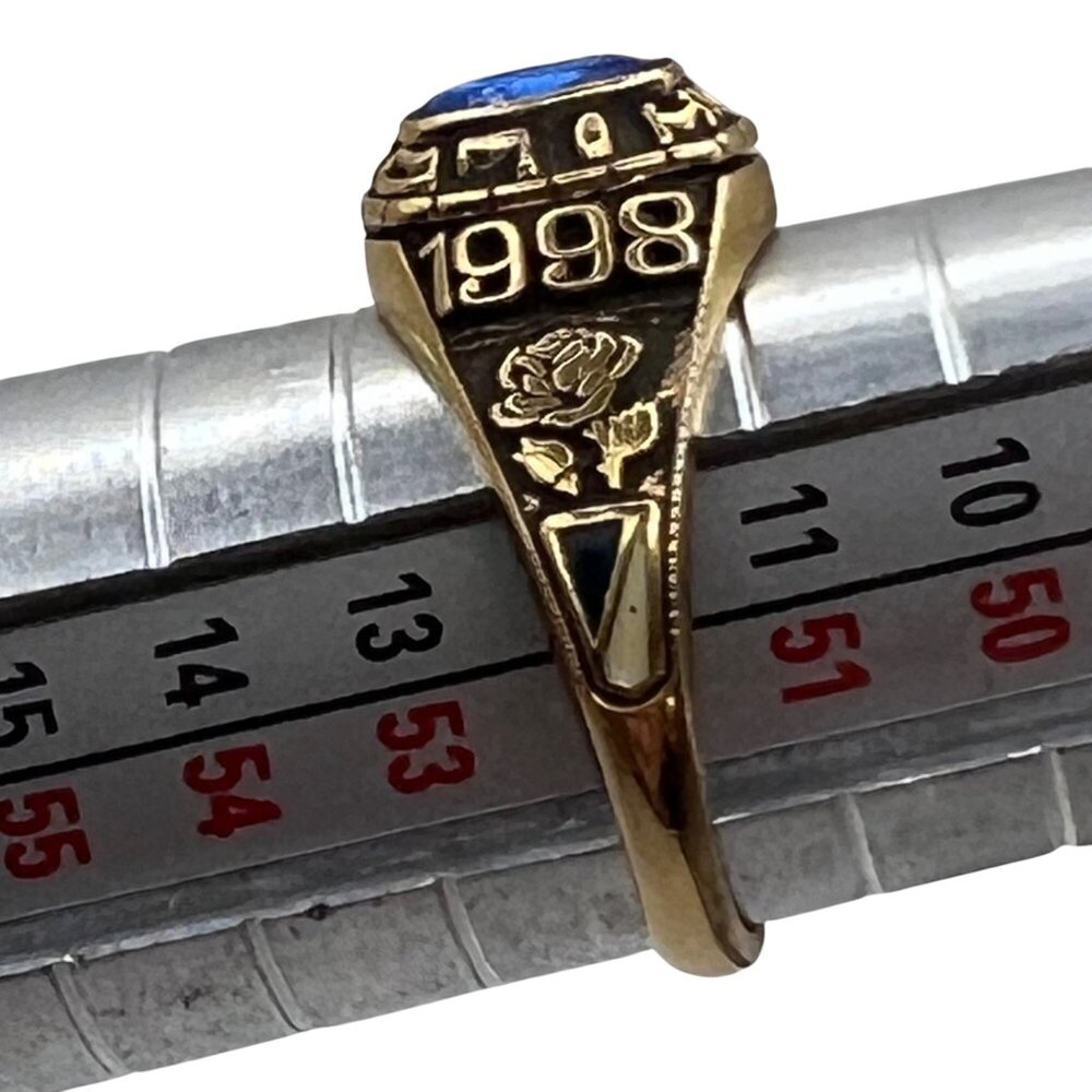 R Johns 1998 Class Ring Gold Plate Logan High Blue Stone Musketeer Rose Brenda 6 - Picture 11 of 15